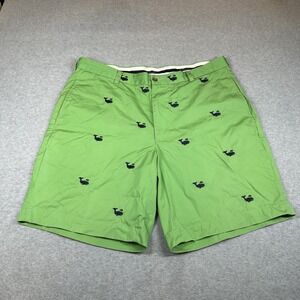 Brooks Brothers Chino Shorts Mens 38 Green Blue Whale Cotton 9" Inseam
